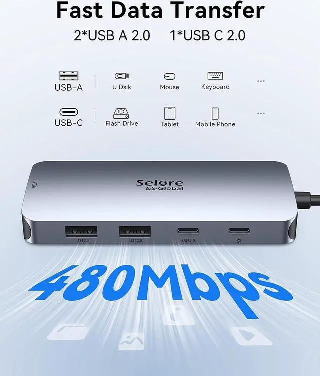 Alt view image 6 of 6 - USB C Docking Station Dual Displayport Monitor, USB C Hub Displayport with 2 DP, HDMI, VGA, PD Charging, USB A&C 2.0 Ports Multi Monitors Adapter for /HP/Lenovo, etc