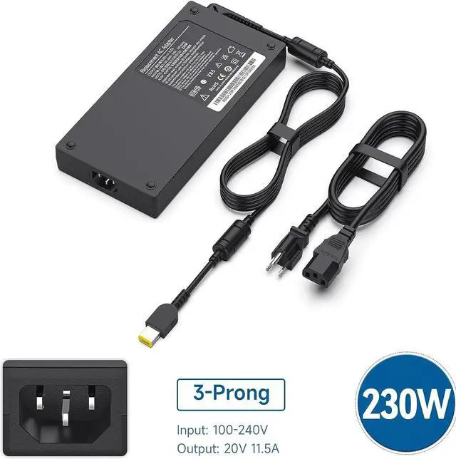 Alt view image 4 of 7 - 20V 11.5A 230w AC Adapter for Lenovo Legion Y7000 Y7000P Y9000K Y520 Y520-15 R720 Y92, PN: ADL230NLC3A 01FR046 SA10M42756 SA10E75805 PA-1231-12LA ADL230NDC3A 01FR044 Laptop Power Adapter Supply Cord