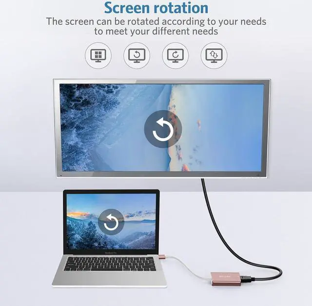 Alt view image 6 of 7 - USB to HDMI Adapter 2023 Upgraded Aluminum USB 3.0/2.0 to HDMI Audio Video Converter for PC Laptop Projector HDTV Support Mac OS Windows 10/8.1/8/7 Chrome OS Not Support Linux. (Rose Gold)