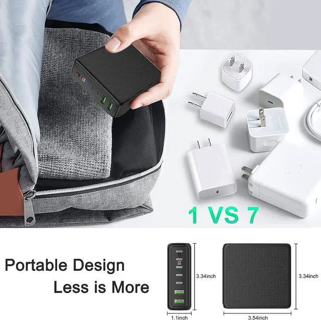 Alt view image 7 of 7 - NVHPY USB C Charger, 220W 7-Port Desktop USB C Charging Station, 2x65W Ports USB C Laptop Charger Compatible with MacBook Pro/Air, iPad Series,iPhone 14/13/Mini/Pro/13Pro Max/12 Samsung Galaxy Note