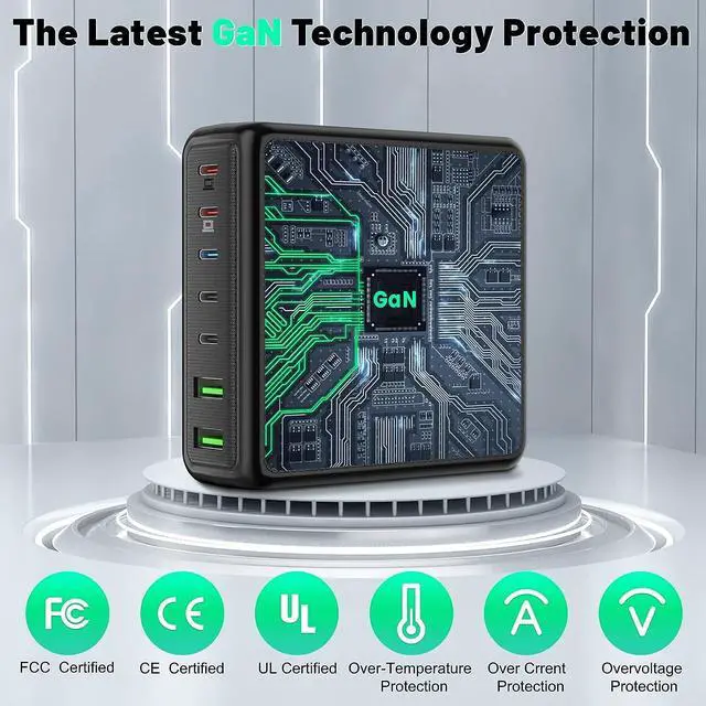 Alt view image 5 of 7 - NVHPY USB C Charger, 220W 7-Port Desktop USB C Charging Station, 2x65W Ports USB C Laptop Charger Compatible with MacBook Pro/Air, iPad Series,iPhone 14/13/Mini/Pro/13Pro Max/12 Samsung Galaxy Note
