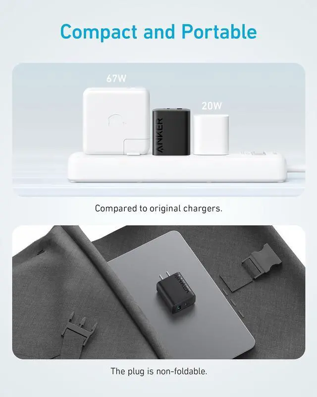 Alt view image 5 of 7 - iPhone 15 Charger USB C Charger 2-Pack 20W Dual Port USB Fast Wall Charger USB C Charger Block for iPhone 15/15 Pro/15 Pro Max/iPad Pro/AirPods & More (2-Pack 5 ft USBC Cable Included)