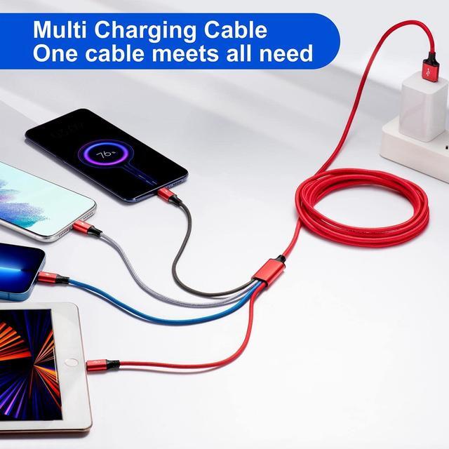 Alt view image 3 of 7 - Multi Charging Cable,10Ft 2Pack Multi Fast Charging Cord, Braided Universal 4 in 1 Multi Charger Cable, Long Multi USB Cable Adapter IP/Type C/Micro USB Port for Cell Phones/Tablets/Samsung & More