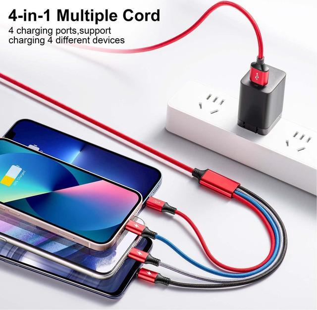 Alt view image 4 of 7 - Multi Charging Cable,10Ft 2Pack Multi Fast Charging Cord, Braided Universal 4 in 1 Multi Charger Cable, Long Multi USB Cable Adapter IP/Type C/Micro USB Port for Cell Phones/Tablets/Samsung & More