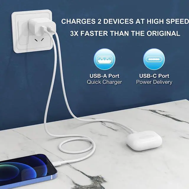 Alt view image 7 of 7 - 3 Pack i Phone 16 15 14 13 USB C Charger Block 20W Dual Port QC + PD 3.0 Power Adapter Wall Charger Double Fast Plug Charging Brick for i Phone 15/15 Pro/14/13/12/X  Galaxy - White