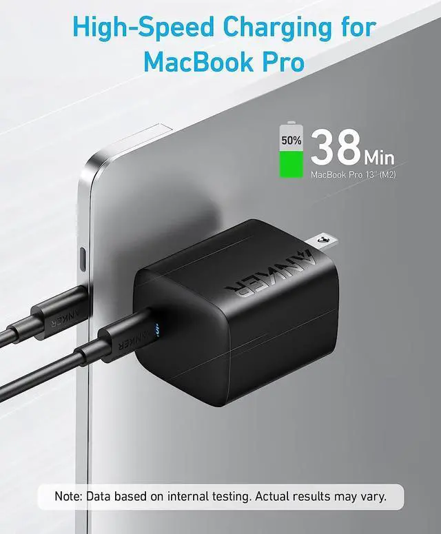 Alt view image 3 of 6 - 67W USB C Wall Charger 315 Charger PIQ 3.0 Compact & Foldable Fast Charger for MacBook Pro/Air iPhone 15/15 Pro/15 Pro Max/14/14 Pro/14 Pro Max iPad Galaxy Pixel AirPods & More
