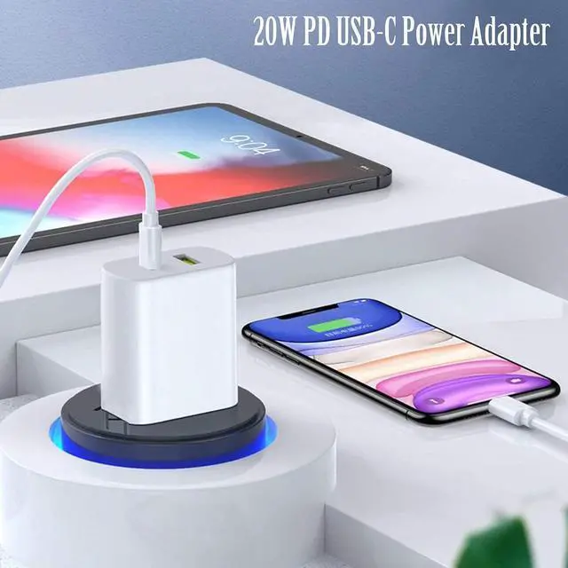 Alt view image 2 of 7 - 2 Pack USB C Charger Block Dual Port Type C Wall Charger Fast Charging 20W Power Adapter Cube for iPhone 14/14 Pro/14 Pro Max/14 Plus/13/12/11 XS/XR/X iPad  More