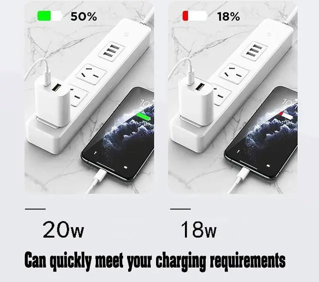 Alt view image 4 of 7 - 2 Pack USB C Charger Block Dual Port Type C Wall Charger Fast Charging 20W Power Adapter Cube for iPhone 14/14 Pro/14 Pro Max/14 Plus/13/12/11 XS/XR/X iPad  More