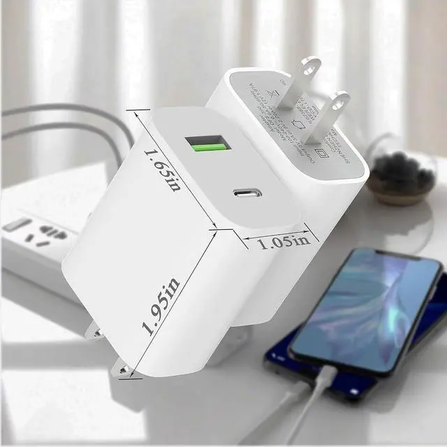Alt view image 6 of 7 - 2 Pack USB C Charger Block Dual Port Type C Wall Charger Fast Charging 20W Power Adapter Cube for iPhone 14/14 Pro/14 Pro Max/14 Plus/13/12/11 XS/XR/X iPad  More