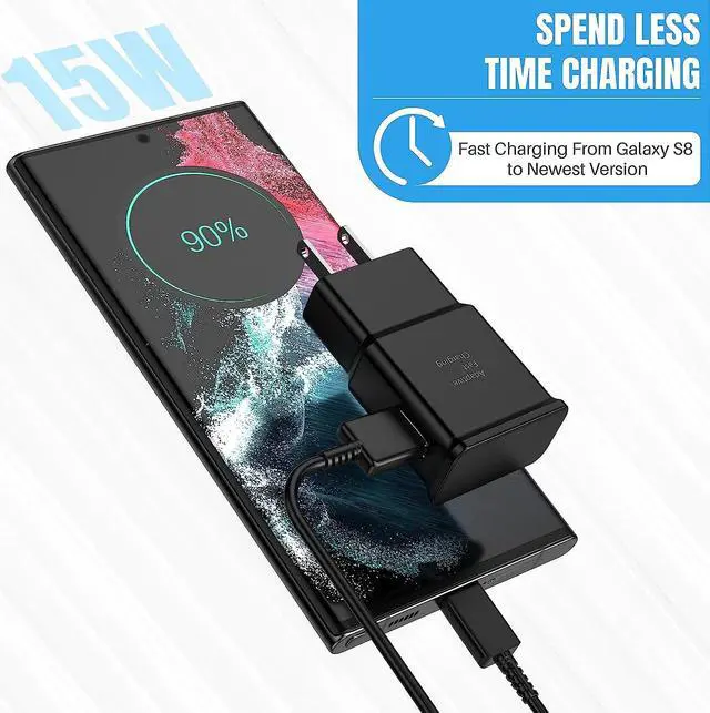 Alt view image 7 of 7 - Type C Fast Charger for Android Charger  Phone USB-C Charger Block Cable Cord 6.6ft for Galaxy S24/S23/S23+/S22/S21/S20/S10e/S9/S8/Note20/Note10/Note9/Z Fold 3/4/5 2-Pack