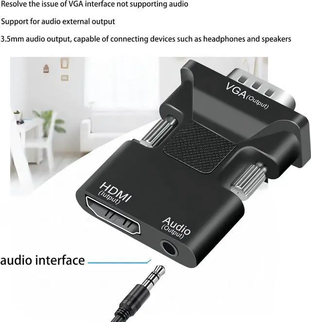 Alt view image 5 of 7 - HDMI to VGA Adapter - Suitable for Laptops Old Computers Monitors Projectors - 3.5m Audio Adapter
