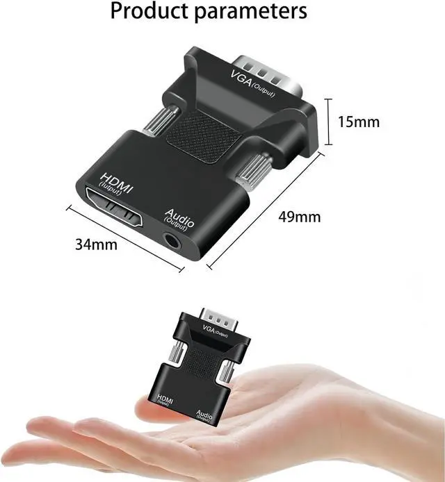 Alt view image 7 of 7 - HDMI to VGA Adapter - Suitable for Laptops Old Computers Monitors Projectors - 3.5m Audio Adapter