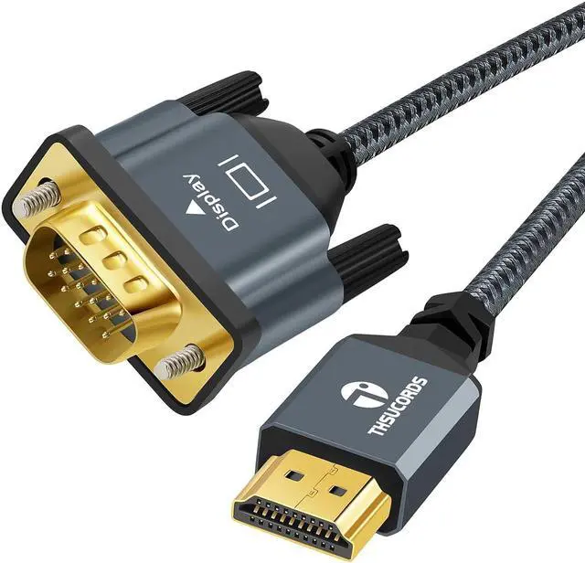 Main image of HDMI to VGA Cable 5FT Gold Plated Braided HDMI to VGA Cable (Male to Male) Compatible for Computer Desktop Laptop PC Monitor Projector