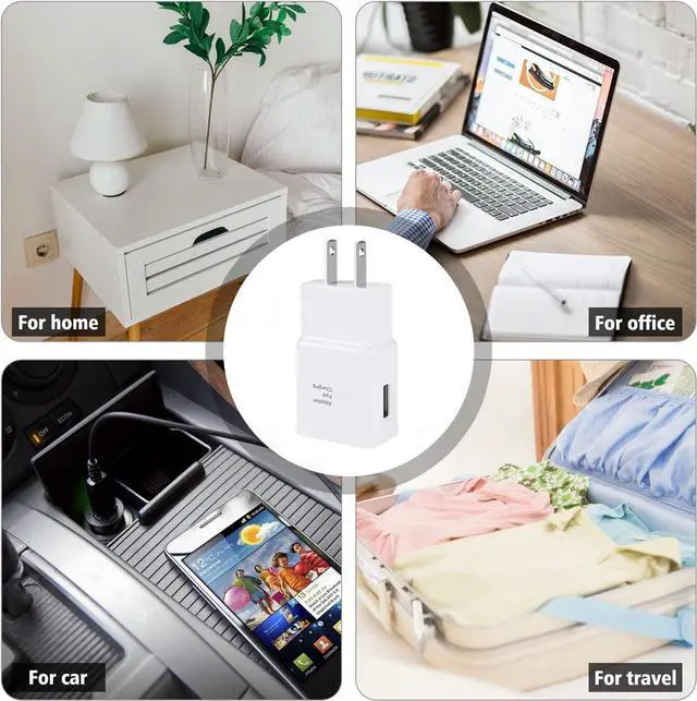 Alt view image 5 of 7 - Type C Charger Fast Charging 2 Pack USB C Android Phone Wall Charger Block & 8ft Charge Cable Cord for Samsung Galaxy S8/S9/S10/S20/S21/S21 Ultra/S22/S22 Plus/S22 Ultra/Note 8/9/10/20 (Black&White)