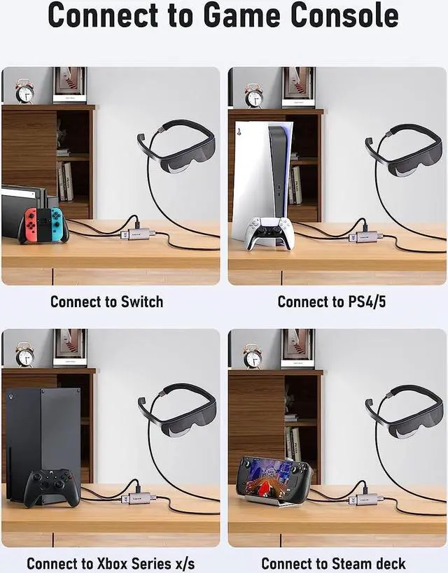 Alt view image 6 of 7 - HDMI to USB C Adapter 4K@60HZ HDMI to Type C Adapter Compatible with RayNeo XREAL Air Rokid Air Thunderbird AR GRAWOOA Switch Base Steam Deck Base PS4 PS5 Xbox