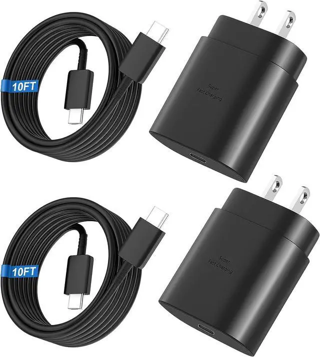 Main image of Super Fast Charger Type C 25W USB C Wall Charger Fast Charging for  Galaxy S25 Ultra/S25/S25+/S24+/S24 Ultra/S24/S24+/S23 Ultra/S22 Ultra/S21 with 10FT Long Android Type C Charger Cable 2Pack