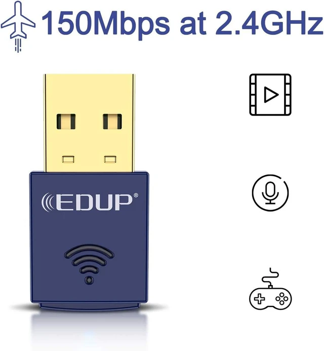 Alt view image 2 of 6 - USB Bluetooth WiFi Adapter for PC, Bluetooth 4.0 Adapter | Wireless Nano USB Network Adapter 2.4Ghz 150Mbps, Only Compatible with Windows 11/10/7/8/8.1