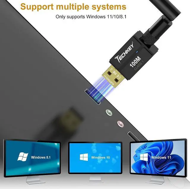 Alt view image 7 of 7 - Long Range USB Bluetooth 5.3 Adapter for Desktop PC - 328FT Wireless Transfer for Mouse, Keyboard, Headphones - Win11/10/8.1 Support