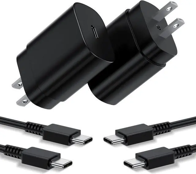 Main image of Type C Charger 2Pack 25W PD USBC Wall Charger Super Fast Charging Block & 6ft Android Phone Cable Cord for  Galaxy S25 Ultra/S25+/S25 S24 S23 S22 S21 S20 (Plus Ultra)/Note 20 10 9 8/ S10 S9 S8