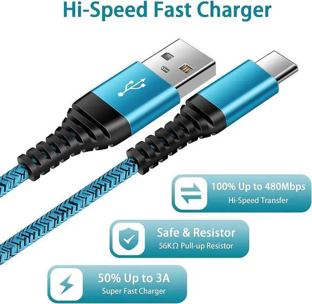 Alt view image 4 of 7 - C Charger Cord Fast Charging USB Type C Cable Android Charger Cables 6FT 2Pack for Samsung Galaxy S24 S23 S22 S21 S20 Ultra S20+ Note 20 10 S10 S9 Plus A12 A11 A52 OnePlus Google Pixel 6 5 4 4a 3a XL