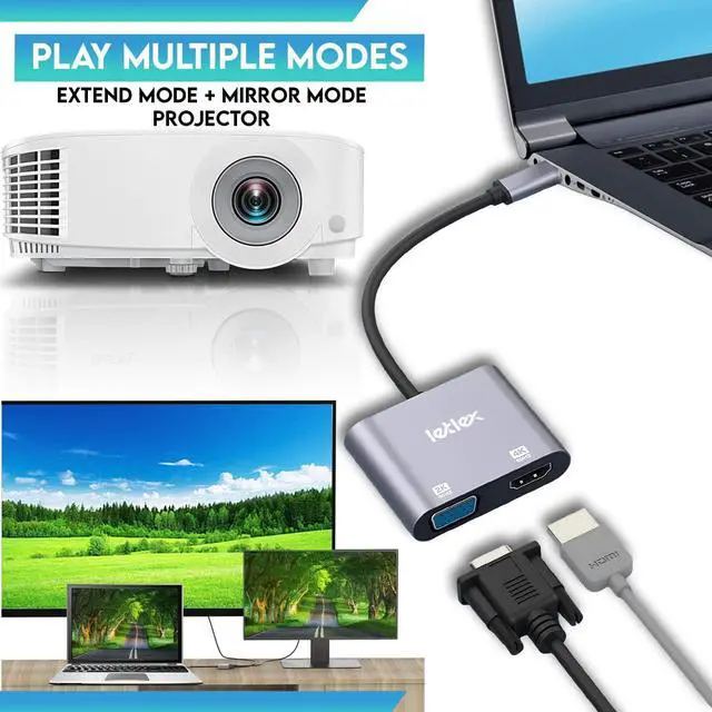 Alt view image 4 of 5 - USBC to VGA/HDMI Adapter USB C Hub Multiport Adapter USB HDMI Adapter 4k@60HZ USB to HDMI Adapter for Monitor USB Type C to VGA HDMI Adapter HDMI to VGA Adapter for Monitor/TV/Smartphones