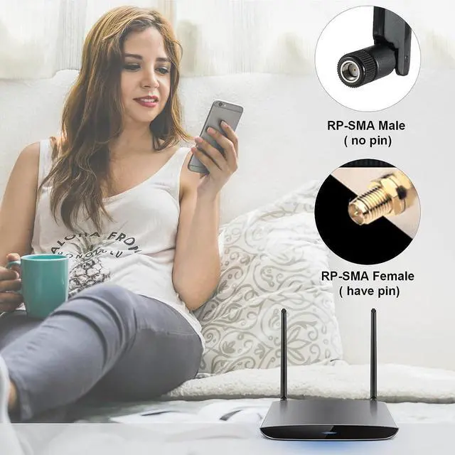 Alt view image 4 of 6 - Eifagur WiFi 6E Tri-Band 2.4GHz + 5 GHz + 6GHz 9dBi Omnidirectional WiFi Antenna for PC Desktop Computer PCI-E WiFi Network WiFi 6E Card USB WiFi Adapter Bluetooth Card Wireless RouterPack of 2