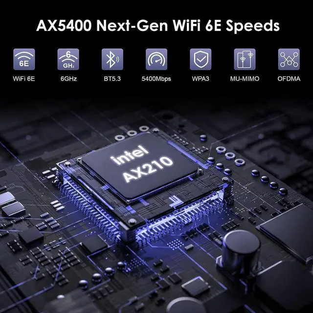 Alt view image 2 of 7 - 2025 New AX5400M WiFi 6E PCIe Network Card Tri-Band AX210 Wireless Adapter with Bluetooth 5.3 MU-MIMO WPA3 OFDMA Low-Profile Bracket Heat Sink for Windows 11/10 PC
