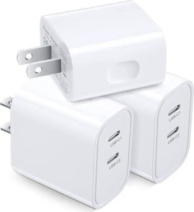 Main image of USB C Fast Charger Block, Costyle 3 Pack 20W Dual Port USB C Charging Block Brick, Double C Type Charger Cube for iPhone 16 15 14 13 12 11 Pro Max Plus XS XR iPad Airpods(White)