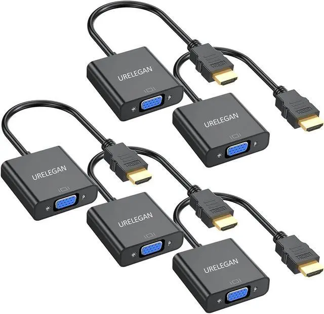 Main image of HDMI to VGA 5-Pack HDMI to VGA Adapter Cable (Male to Female) 1080P Cord for Computer Desktop Laptop PC Monitor Projector HDTV Chromebook Raspberry Pi Roku Xbox and More