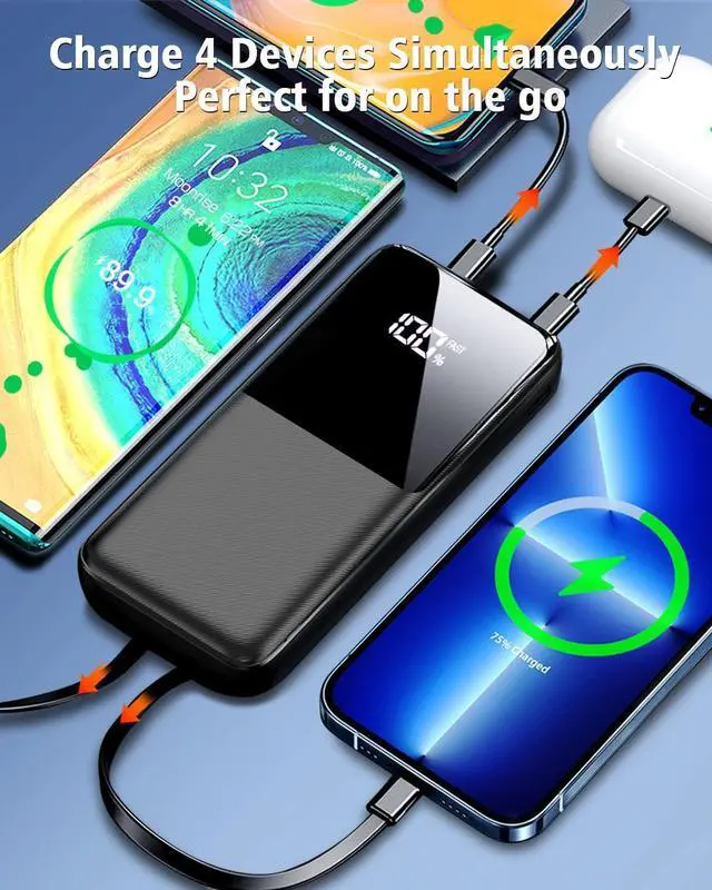 Alt view image 4 of 7 - Portable Charger Power Bank - 15000mAh Fast Charging Powerbank Travel Camping Essential Battery Pack with Built in 22.5W Output Cable Compatible with iPhone16 15 14 13 Samsung Google Phone, 1 Pack