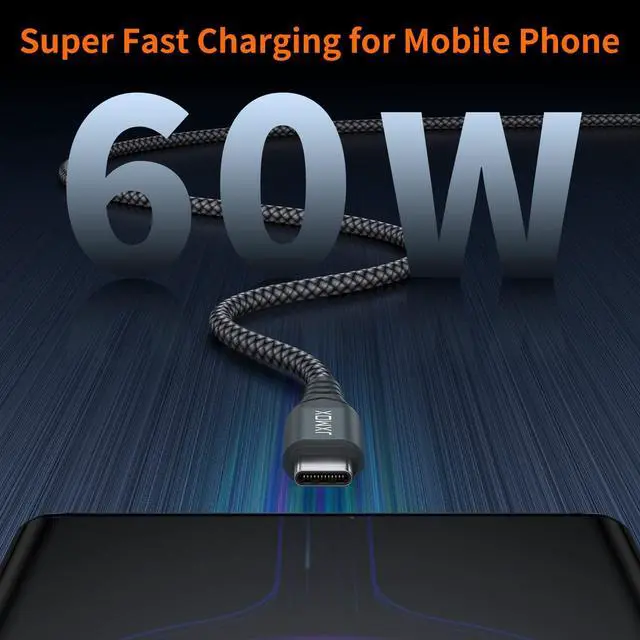 Alt view image 3 of 6 - USB C to USB C Cable (2 Pack 3.3ft) 60W (3A) Type C Fast Charging Cord Charger Compatible with iPhone 16 15 Pro Max Plus MacBook iPad Pro Air 4  Galaxy S24 S23 S22+ S21 Ultra (Grey)