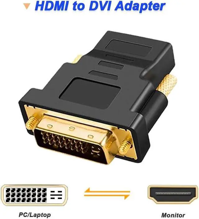 Alt view image 3 of 7 - Gold-Plated HDMI to DVI Adapter Bi-Directional DVI Male (24 + 5) to HDMI Female Converter Adapter for Projector HDTV PC TV for PS3 for PS4 (4 Pack)
