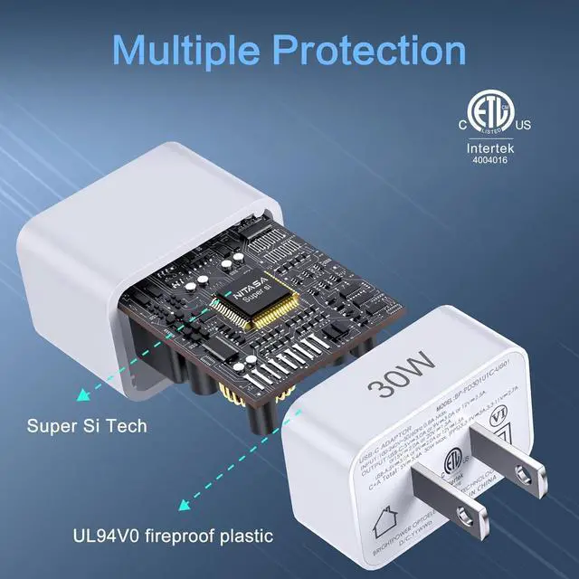 Alt view image 4 of 7 - USB C Wall Charger 30W Dual Port PD Fast Charger Adapter Block for iPhone 16/14 Plus/16 Pro Max/15/15 iPad Super Fast Charger Block(25W PPS) Type C for  Galaxy S24 S23 Pixel 9 7/8 Pro