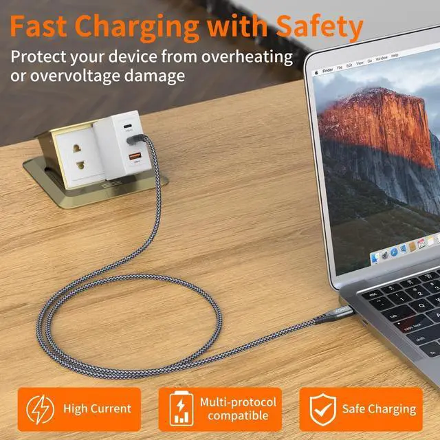 Alt view image 4 of 6 - USB C to USB C Cable (2 Pack 3.3ft) 60W (3A) Type C Fast Charging Cord Charger Compatible with iPhone 16 15 Pro Max Plus MacBook iPad Pro Air 4  Galaxy S24 S23 S22+ S21 Ultra (Grey)