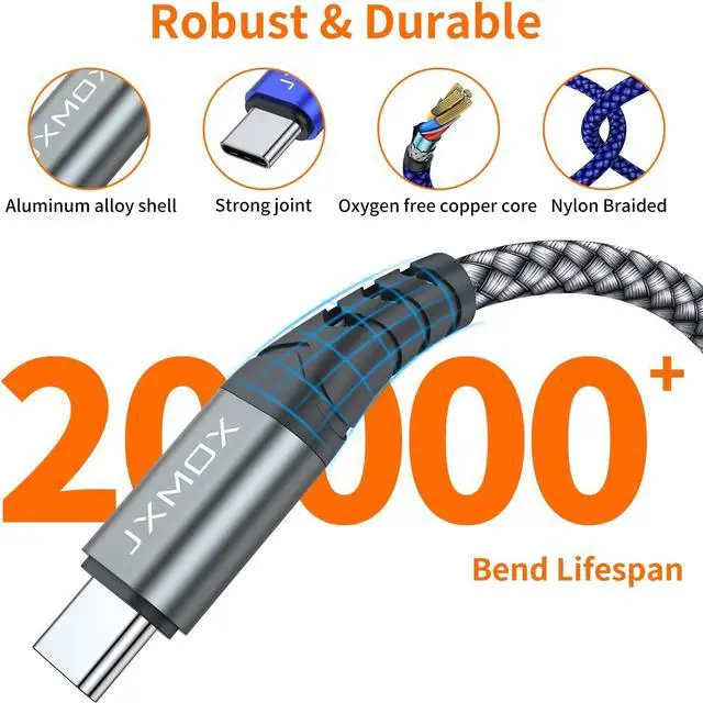 Alt view image 5 of 6 - USB C to USB C Cable (2 Pack 3.3ft) 60W (3A) Type C Fast Charging Cord Charger Compatible with iPhone 16 15 Pro Max Plus MacBook iPad Pro Air 4  Galaxy S24 S23 S22+ S21 Ultra (Grey)