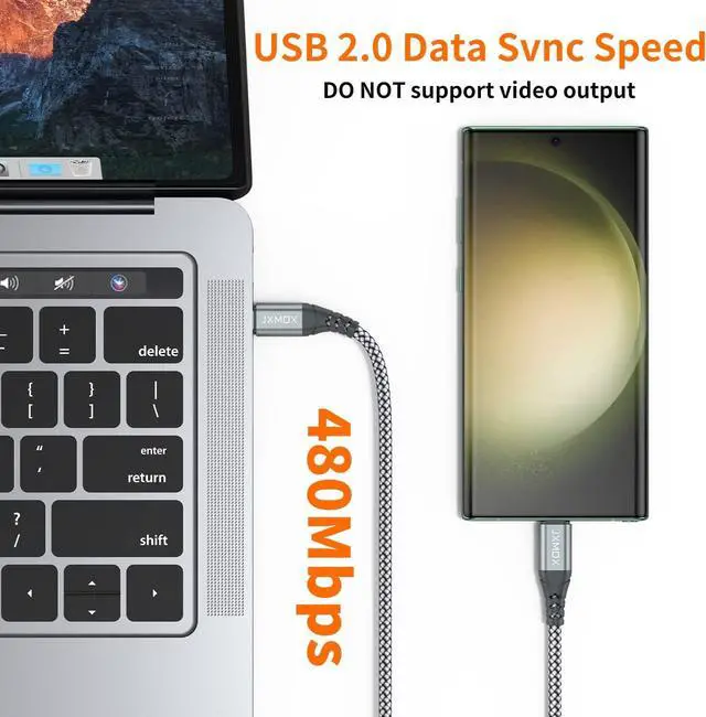 Alt view image 6 of 6 - USB C to USB C Cable (2 Pack 3.3ft) 60W (3A) Type C Fast Charging Cord Charger Compatible with iPhone 16 15 Pro Max Plus MacBook iPad Pro Air 4  Galaxy S24 S23 S22+ S21 Ultra (Grey)