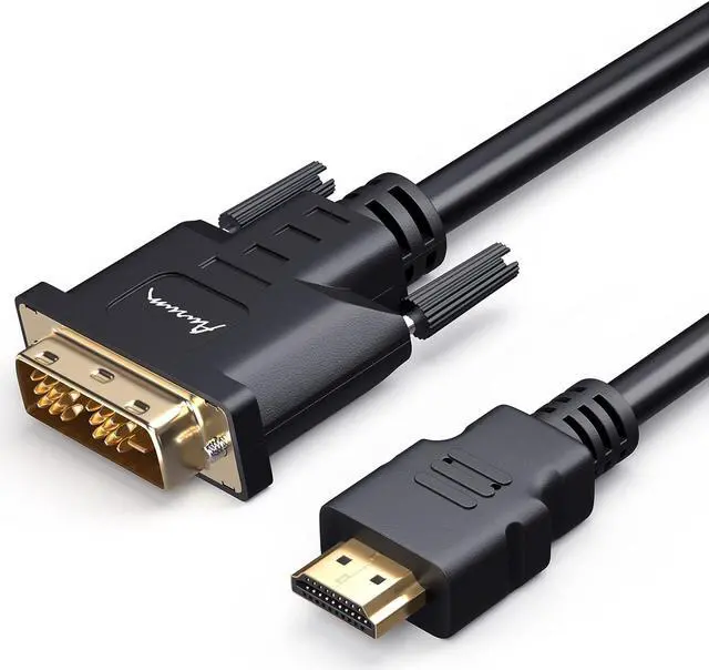 Main image of AURUM CABLES HDMI to DVI Adapter 6 Feet High-Speed Bi-Directional Male to Male DVI to HDMI Adapter 1080P Gold Plated 30 AWG Laptop to Monitor Cable HD Compatible with PC TV Xbox PS Black