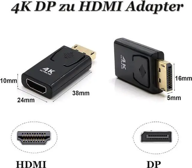 Alt view image 2 of 7 - DisplayPort to HDMI Adapter 4K DP to HDMI Converter with Audio Transfer and Maximum Resolution Compatible with HP HDTV Monitor Projector Desktop etc