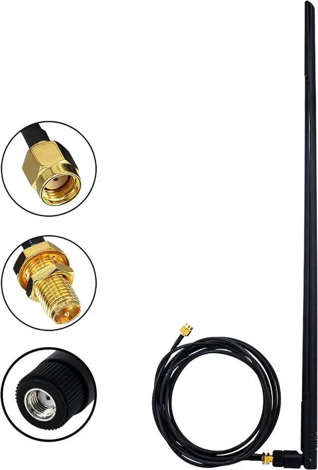 Alt view image 5 of 7 - External WiFi Bluetooth Antenna 22DBI MIMO RP-SMA Male Aerial Antenna and RP-SMA RG174 Extension Cable 10FT for Wireless Router Network Devices PC Camera