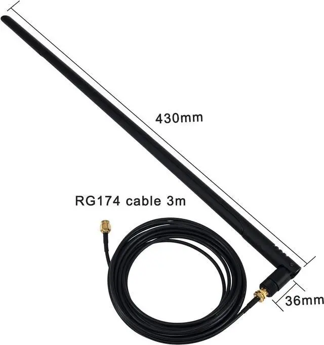 Alt view image 6 of 7 - External WiFi Bluetooth Antenna 22DBI MIMO RP-SMA Male Aerial Antenna and RP-SMA RG174 Extension Cable 10FT for Wireless Router Network Devices PC Camera