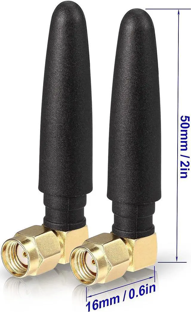 Alt view image 2 of 6 - Compact WiFi Antenna 2.4GHz 5GHz Dual Band RP-SMA Bluetooth Antennae Right Angle (2-Pack) for PC Computer Network Card Wireless Router Security Camera