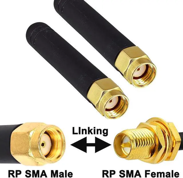 Alt view image 2 of 7 - BOOBRIE 2 Packs Small Mini Dual Band WiFi 2dBi 2.4GHz 5GHz 5.8GHz MIMO RP-SMA Bluetooth Antennae for PC Computer Network Card FPV WiFi Bluetooth USB Adapter