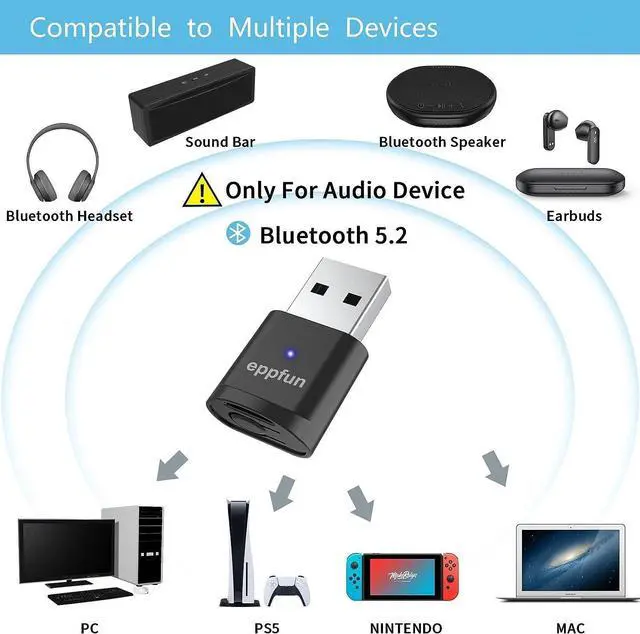 Alt view image 3 of 6 - AK3040PLUS USB Qualcomm APTX-Adaptive Bluetooth 5.2 Transmitter Dual Connection Wireless Audio Adapter Dongle for PC PS4 PS5 Switch (Only for Audio)