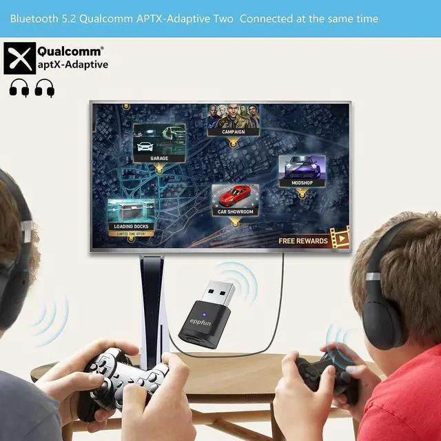 Alt view image 5 of 6 - AK3040PLUS USB Qualcomm APTX-Adaptive Bluetooth 5.2 Transmitter Dual Connection Wireless Audio Adapter Dongle for PC PS4 PS5 Switch (Only for Audio)