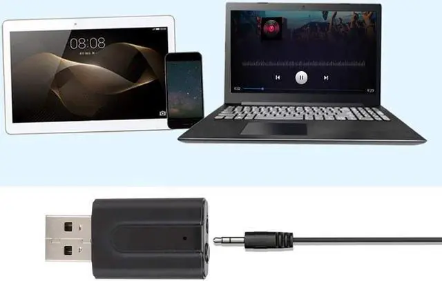 Alt view image 6 of 7 - USB Bluetooth 5.0 Adapter 2 in 1 Wireless Audio Transmitter Receiver Suitable for Computers Tvs Projectors Speakers Headphones.