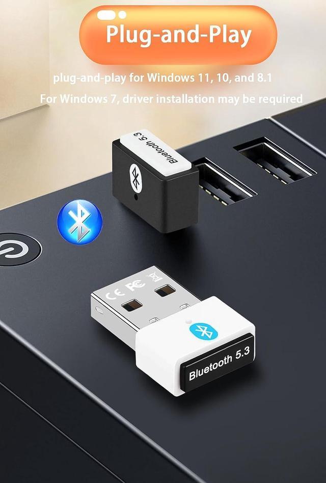 GetUSCart- Bluetooth Adapter for PC, Bluetooth 5.3+EDR USB Dongle, Bluetooth  Receiver Transmitter for Wireless Keyboard, Mouse, Speaker, Headset,  Support Windows 11/10/8.1, Plug and Play No Driver Required