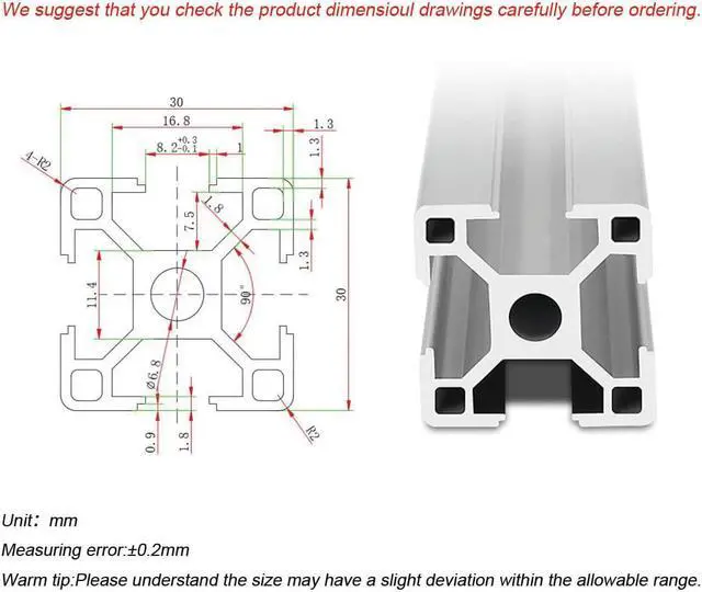 Alt view image 2 of 4 - 3030 T Slot Aluminum Extrusion for 3D Printer Parts and CNC DIY Silver 600mmX4