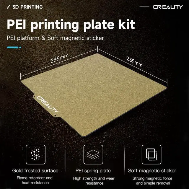 Alt view image 2 of 6 - Ender 3 Bed Upgrade Texture Surface PEI Sheet 235 x 235mm Removable Magnetic Flexible Heated Bed Plate Build Surface for Ender 3 S1/Ender 3 V2/Ender 3 Pro/Ender 5/Ender 5 Pro 3D Printer
