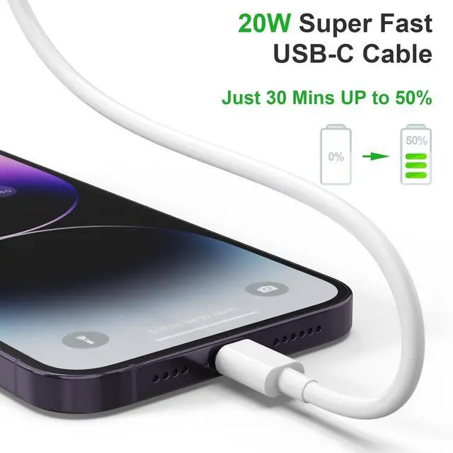 Alt view image 3 of 7 - 5Pack  MFi Certified USB C to Lightning Cable 6FT - Fast Charging for iPhone 14 to 8