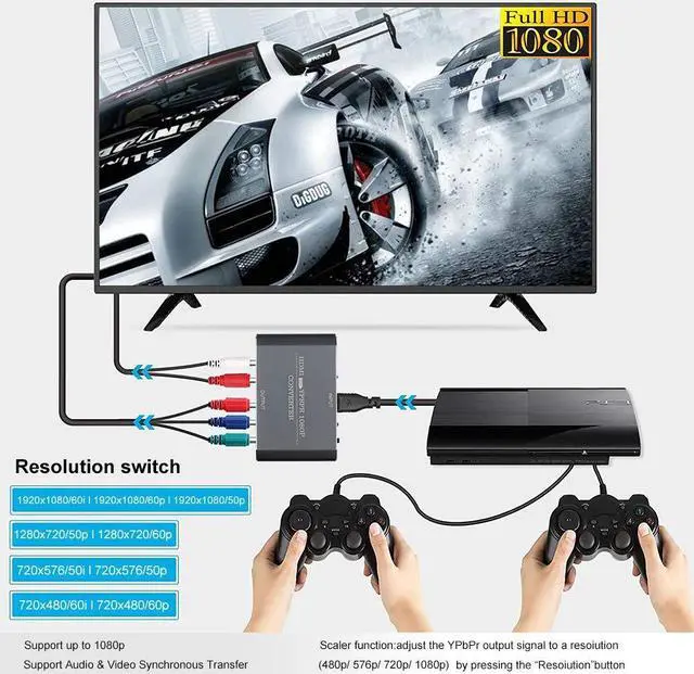 Alt view image 6 of 7 - HDMI to Component Vedio Converter Muosu HDMI to Ypbpr Scaler HDMI Input to Component Video + R/L Audio Output Converter Adapter Support 1080p for PS3 DVD(Aluminum)